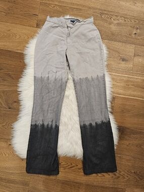 Vintage Low Rise Dip-Dye Ombre Wide-Leg Pants in Beige and Black